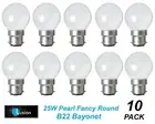 10 x 25W Pearl Fancy Round Light Globes Bulbs Lamps Bayonet Cap B22 Incandescent