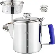 APOXCON Multi Use Percolator Coffee Pot Stainless Steel Stove Top Coffee Maker with Two Borosilicate Glass Knob Silica Handle Camping Coffee Pot Using on Campfire Stove & Induction Cooker Silver 6 Cup