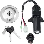 Ignition Key Switches for YBR125 YBR 125 2002-2014 Motorcycle Ignition Switch Kit Assembly Fuel Gas Cap Tank Cover with 2 Keys Ignition Barrel Key Switch