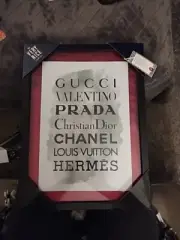 Framed Glass Designer Names- Gucci,Valencia,Prada, Christian...