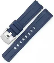 [KAVJU] 20mm Watch strap Replacement for Omega Seamaster 300 Curved End Fluorous Rubber silicone watchband Stainless steel buckle