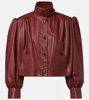 [Chloe] Chloé Cropped leather jacket AU 14 burgundy