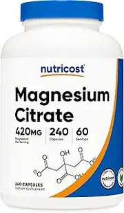 Nutricost Magnesium Citrate 420mg, 240 Veggie Capsules - 60 Servings, Gluten Free, Non-GMO, Vegetarian Friendly