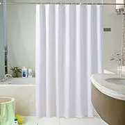 Lkw Ogechi White Shower Curtain Waterproof 200/220/240 CM Drop, 240 CM Extra Long Polyester Washable Bath Curtain, Heavy Duty Extra Large Mould Proof Shower Curtain, with Weighted Hem (200x240cm)