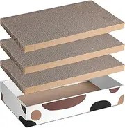 Mumoo Bear 3 Packs Cat Scratcher Pad with Cat Box,Durable Cat Scratcher Cardboard Refill,3 in 1 Recyclable Cardboard Cat House Suitable for Cats to Rest,Grind Claws and Play,Reversible Scratch Box