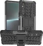 [YBROY] Case for Sony Xperia 1 V, Soft TPU + Hard PC, Full Body Rugged Shockproof Case, Stand Function, Anti-Scratch Cover for Sony Xperia 1 V.(Black)