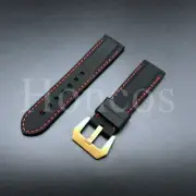 24MM WATCH BAND STRAP FITS FOR PANERAI LUMINOR GMT SILICONE BLACK/RED RUBBER