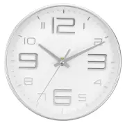 8 Inch Battery Operated Non-Ticking Round Wall Clocks, Silver Tone/White,Style 2