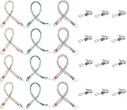 Laroal 12Pcs Adjustable Fabric Tension Embroidery Clamps with Elastic Cord for Sewing and Crafting Projects with 12pcs Spring Clips and 12pcs Elastic Cords for Fabric Holding