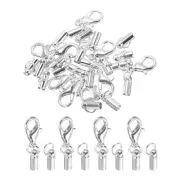 10Pcs Cord End Caps, 2.5mm End Caps Barrel Beads Kumihimo Iron (Silver)