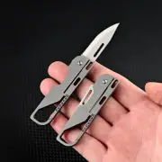 Titanium Knife D2 Blade Belt Pocket EDC Tool Carabiner Outdoor Folding Keychain