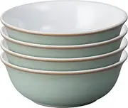Denby - Regency Green Cereal Bowls Set of 4 - Dishwasher Microwave Safe Crockery 650ml 16.5cm - Green, White Ceramic Stoneware Tableware - Chip & Crack Resistant Soup Bowls