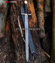 Hand Forged Damascus Steel Hunting Battle Ready Medieval Viking Sword