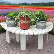 Outdoor Wooden Bench, All-Weather Patio Garden Benches for Front Porch and Backyard, Curved Tree Bench Wrap Around Park Yard Slatted Seated(Round)