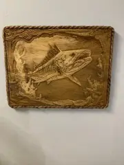 Laser Engraved wood art Barracuda 11.5x9