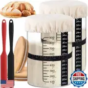 Yungyan 2 Sets Sourdough Starter Jar 34 oz Sourdough Starter Kit with Thermom