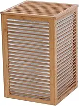 Sherwood Home Foldable Bamboo Laundry Hamper with Lid and Fabric Liner Foldable Storage Basket, Dirty Clothes Bin Box with Lid Removable Liner Free from Laundry Mess & Clutter - Large - 38.8x38.8x58cm