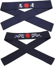 [Minkissy] Sports Headband Set Pcs Japanese Chef Bandana Dragon Headband for Exercise Cooking Karate Martial Arts Bushido Style