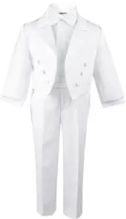 White Formal Boy Tuxedo Kids Dress Suit Set Tuxedo with Tail All Sizes