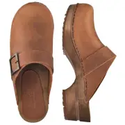 Sanita 'Big Buckle' Danish Clogs in Chestnut (453062)