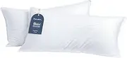 Dreamaker Twin Pack Hotel Collection Cotton Sateen Striped Cover Microfibre Pillow Hypo-allergenic Anti-dust mite to Support Neck, Side, Stomach, and Back Sleepers - King Size 90x50cm (2 Pillows)