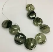 170.70 Ct Green Rutilated Quartz Faceted round gemstones Beads for jewelry gift.