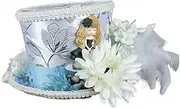 [CUZKDPF] Women's Fascinator Mini Top Hat, Cream Ivory Mini ToP Hat, Cocktail Tea Party Hat Mad Hatter Tea hat, White Bridal Hat /489