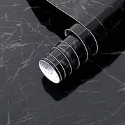 Arthome Black Marble Paper 43.5x305cm,Self Adhesive Wallpaper Waterproof Gloss PVC Vinyl, Oil Proof, Granite Paper,Vinyl Paper for Furniture Cover Surface,Countertop,Kitchen,Shelf Liner
