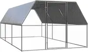 Outdoor Chicken Cage with Roof & Run, Dog Exercise Pen & Playpen, Puppy Exercise Enclosure, Chicken Coop Hen House Pen Run for Chicken, Poultry Cage, 3x6x2 m Galvanised Steel