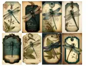 5 Sets Of Dragonfly Tags Junk Journal Scrapbook USA Seller