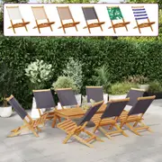 Garden Chairs Outdoor Dining Chair Patio Solid Wood Acacia and Fabric vidaXL