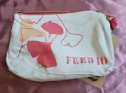 Clarins x FEED 10 Canvas Gingko Leaves Make Up Bag Zippered Travel Pouch