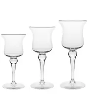 Barski Set of 3 Hand-Blown Pillar Candle Holders
