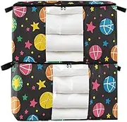 95 L zippered shoe storage with Reinforced Handles, clear window clothes storage containers for Blankets, Comforters, and Clothes