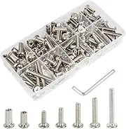 140Pcs M6x16mm/20mm/25mm/30mm/40mm Nickel Plated Sliver Hex Drive Socket Cap Bolts Barrel Nuts Kit with 1Pcs Allen Wrench, Screw Post Fit for Baby Bed Furniture (M6x16/20/25/30/40mm)