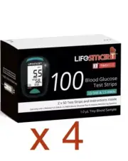 4 X LifeSmart 2TwoPlus Glucose Strips (LS-946 & LS-946N) 100 Tests Express Post