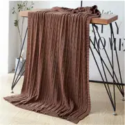 120*180cm Cozy Decorative Knit Woven Throw Blanket Sofa Throw Bed Throw Bed Blanket - Brown