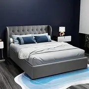 Bed Frame Queen Size Gas Lift Grey Modern Stylish Furniture Bedroom Storage