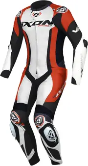 Ixon Vortex 3 1-Piece Motorcycle Leather Suit, black-white-red, Size L for Men Black White Red