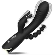 Rabbit Dildo Vibrator with 10 Vibrating Clitoris Stimulator Sex Toy 3 in 1 G Spot Vibrator, Stimulator Massager for Adult Sex Toys Women&Couple Games, Silicone Waterproof Rechargeable