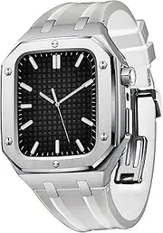 [CEKGDB] Military Protective Metal case For Apple Watch Mod Kit Accessories Series 7 SE 6 5 4 Silicone Strap Shockproof Bumper 45mm 44mm