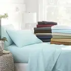 100% Cotton Extra Deep Wall 4 Piece Sheet Set Super King Size Solid Colors