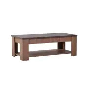 Design Square Open Shelf Rectangular Wooden Coffee Table - Grey & Walnut