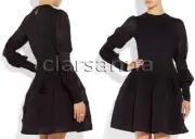 Alexander Mcqueen Double Puff Sleeves Plisse Bands Full Circle Gauzy Knit Dress