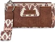 [Montana West] Wrangler Wallet Purse for Women Aztec Clutch Wristlet Wallet with Boho Credit Card Holder, Angel Artist-Roman Coffee, One Size, Western