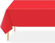 QIKSION 2 Pack Red Plastic Tablecloth Disposable Table Covers Ruby Shine Red Tab