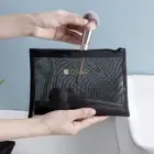 Black Cosmetic Bag Mesh Storage Pouch Portable Makeup Storage Bag