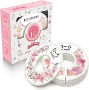 Baby Closet Size Dividers - Set of 10 from Newborn to Toddler and 2 Blanks With Colored Box - Flower Designs Closet Organizer for Nursery - Clothes Organizer for Girl [Floral]