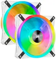 Corsair CO-9050106-WW iCUE QL140 RGB, 140 mm RGB LED PWM Fans (68 Individually Addressable RGB LEDs, Speeds Up to 1,250 RPM, Low-Noise) Dual Pack with iCUE Lighting Node CORE Included - White