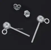 Sterling Silver 4mm Ball Stud Post Earring with Clutches #51760